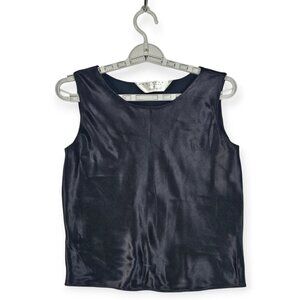 Max Studio by Leon Max Black Satin Sleeveless Shell Top Women's Size XS